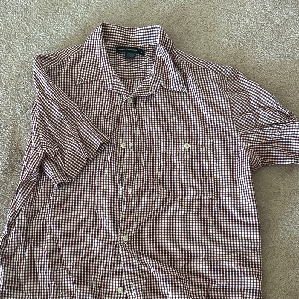 French Connection Red Checkered Casual Shirt